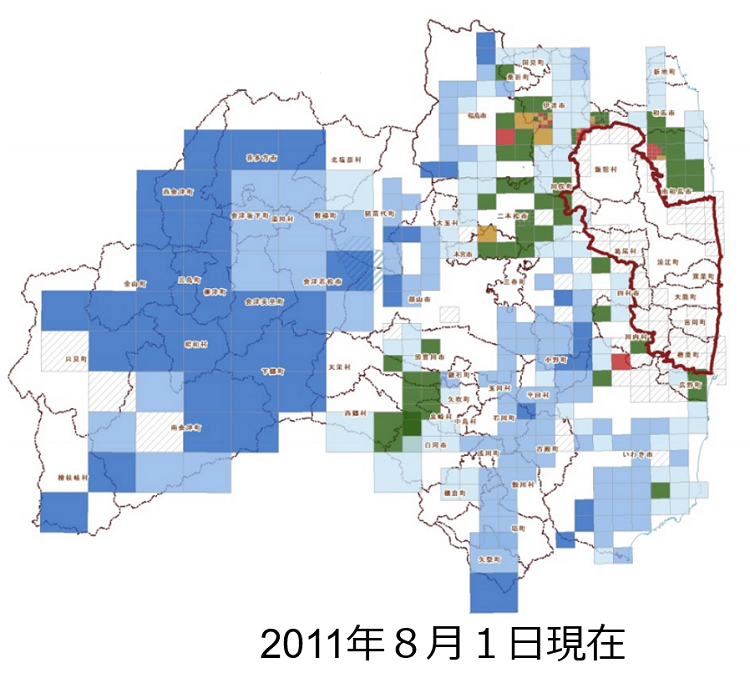 森林の空間線量率の変化