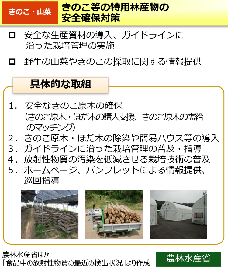 きのこ等の特用林産物の安全確保対策