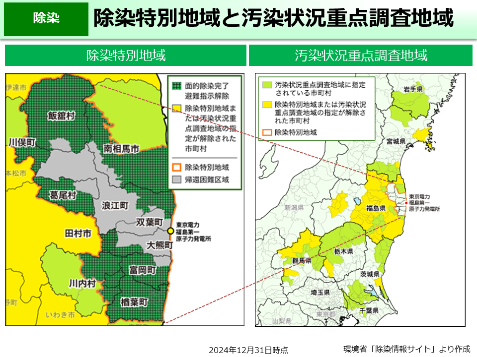 除染特別地域と汚染状況重点調査地域