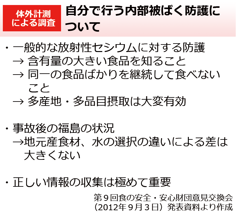 自分で行う内部被ばく防護について