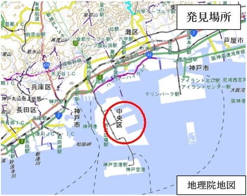 ヒアリが確認された神戸ポートアイランドの地図