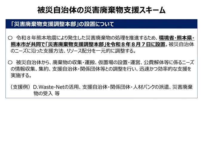 被災自治体の災害廃棄物支援スキーム図