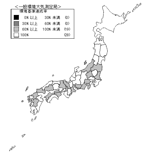 図：図２－３　浮遊粒子状物質の環境基準達成局の分布（一般環境大気測定局）