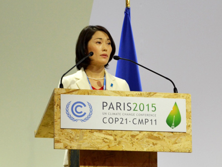 写真：ＣＯＰ２１閣僚級セッション 丸川環境大臣ステートメント