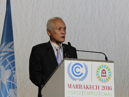 写真：COP22閣僚級セッション山本環境大臣ステートメント