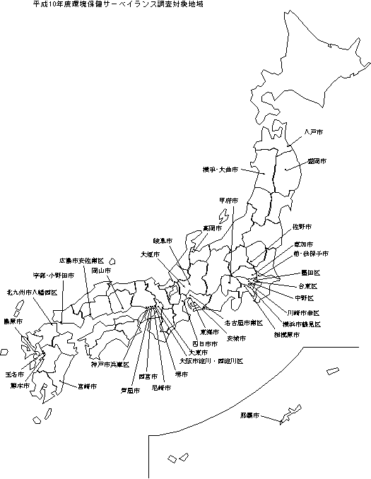 図：平成10年度環境保護サーベイランス調査対象地域