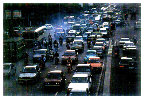 Air pollution caused by vehicle exhansts in Bangkok, Thailand