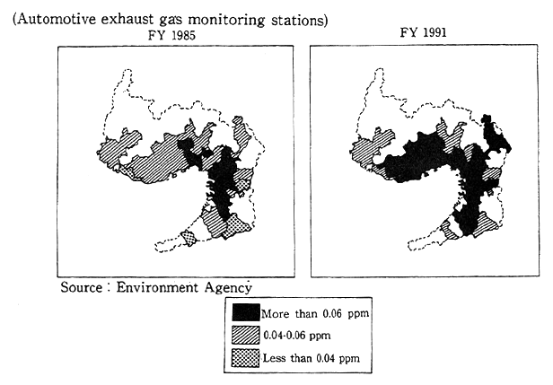 Fig. 4-1-1 Distribution of Environmental Concentrations of Nitrogen Oxide in Coastal Areas of Bay of Osaka