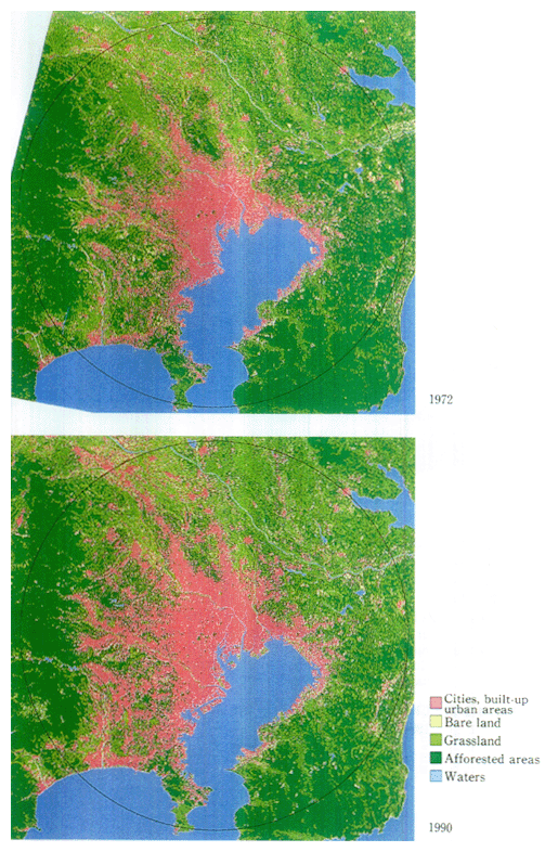 Fig. 4-1-21 Changes in Land Use in the Tokyo Metropolitan Area (1972-1990)
