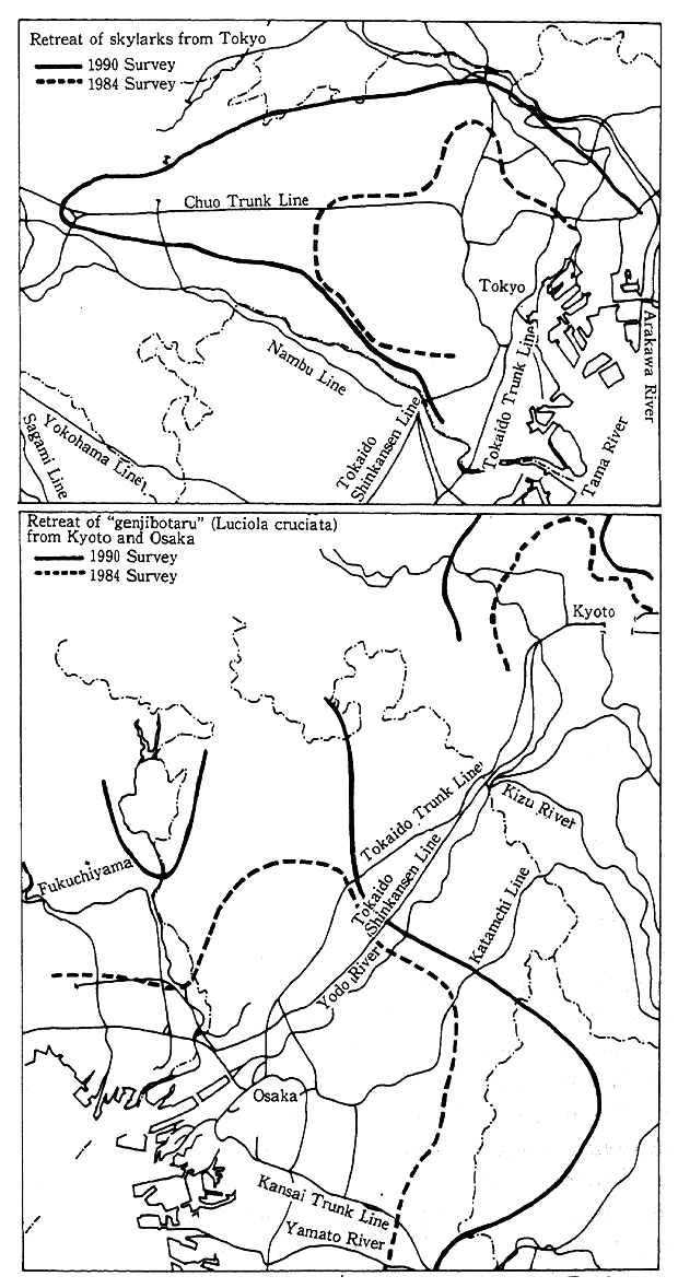 Fig. 4-1-23 Decrease of Close-at Hand Organisms in Major Urban SpHeres