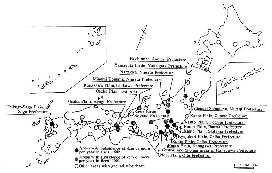 Fig. 4-3-1 Ground Subsidence Nationwide in Fiscal 1992