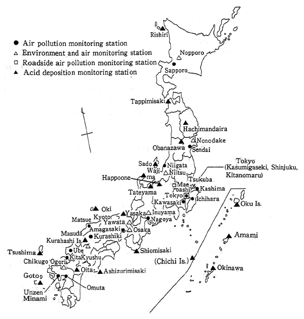 Fig. 6-3-1 Location of National Air Monitoring Stations