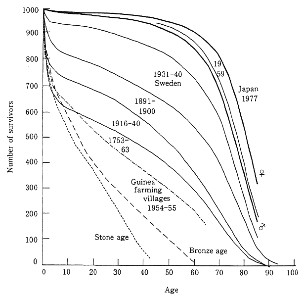 Fig. 1-1-10 Survival Curve for Number of Survivors Per 1,000 Births
