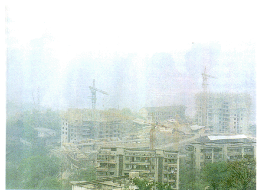 Development and air pollution conditions viewed near Chongqing, china