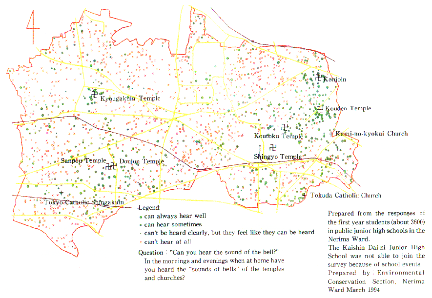 Fig. 5-1-17 Bell Sound Map of Nerima-sounds of Bells in Everyday Life