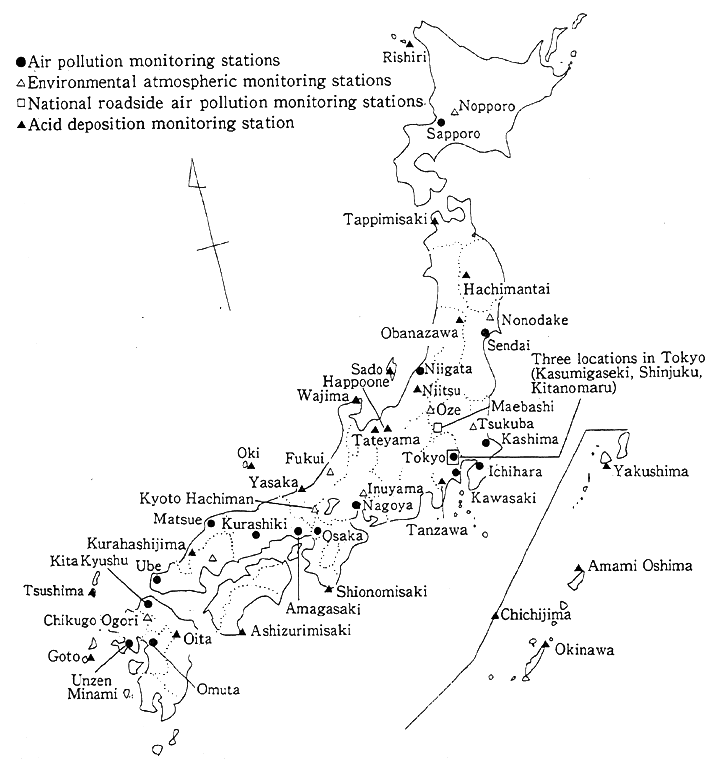 Fig. 7-3-1 Location of National Atmospheric Environment Monitoring Stations