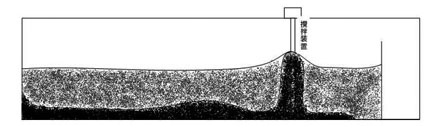 図:４ 発酵槽内部の炭化範囲［黒い部分が炭化した部分］（断面）