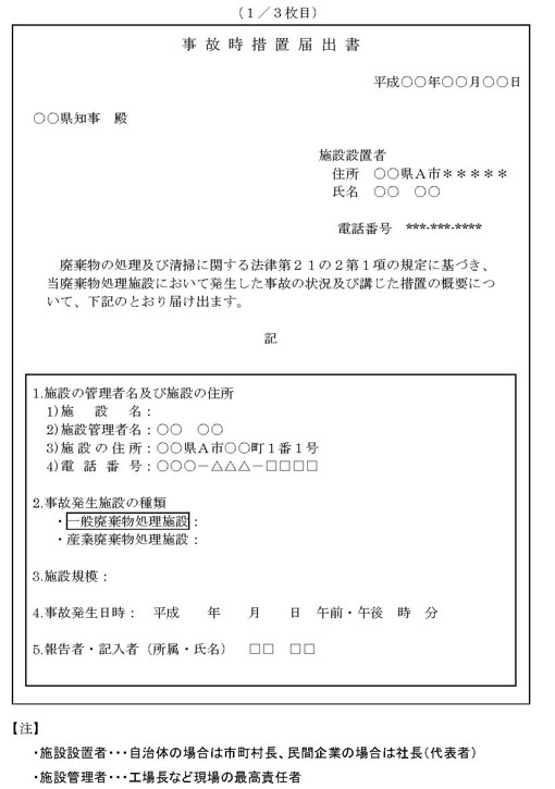 図：報告・届出の様式その１　1/3枚目