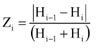 図：音源側と予測地点側の高さの差に関する変数Ziの計算式
