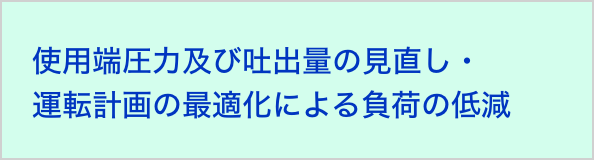 使用端圧力及び吐出量の見直し・運転計画の最適化による負荷の低減