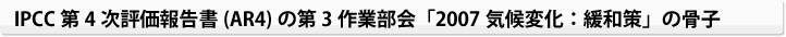 IPCC第4次評価報告書(AR4)の第3作業部会「2007気候変化:緩和策」の骨子