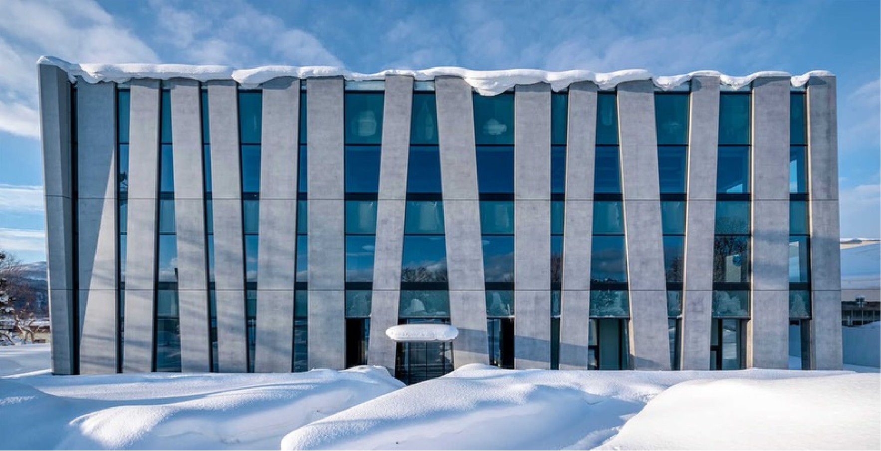 ファサード一体型（異形ガラス）タイプ（古平町複合施設 かなえーるでの導入事例）