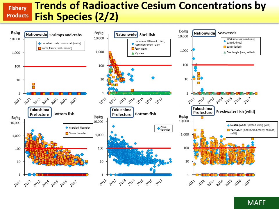 Trends of Radioactive Cesium Concentrations by Fish Species (2/2)_Figure
