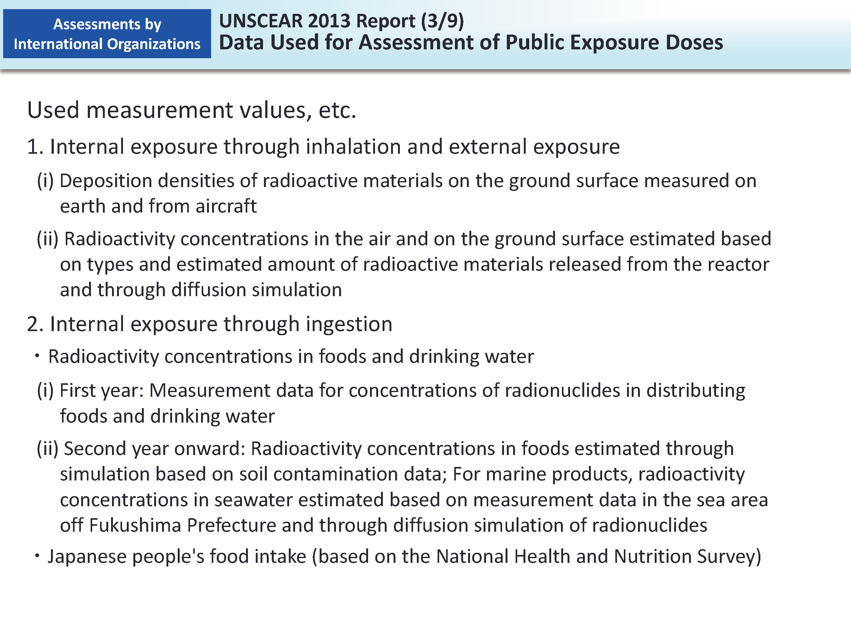 UNSCEAR 2013 Report (3/9) Data Used for Assessment of Public Exposure Doses_Figure