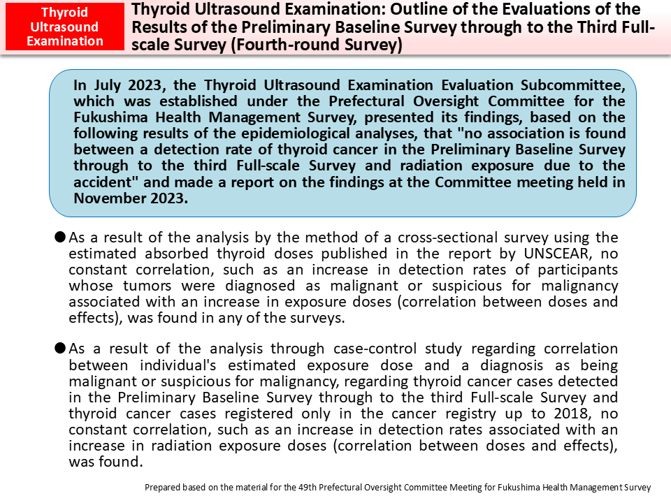 Thyroid Ultrasound Examination: Outline of the Evaluations of the Results of the Preliminary Baseline Survey through to the Third Full-scale Survey (Fourth-round Survey)_Figure