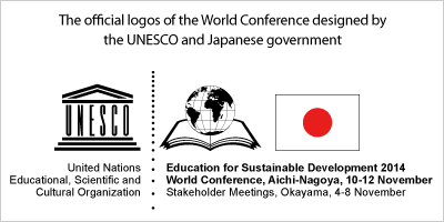 The official logos of the World Conference designed by the UNESCO and Japanese government