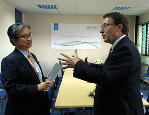 Photo: Parliamentary Senior Vice-Minister Mr. Kitagawa speaking at the high-level segment of UNEA