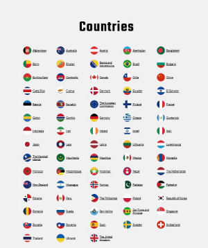 Photo: Countries' environmental policies displayed on the website as of November 20, 2020