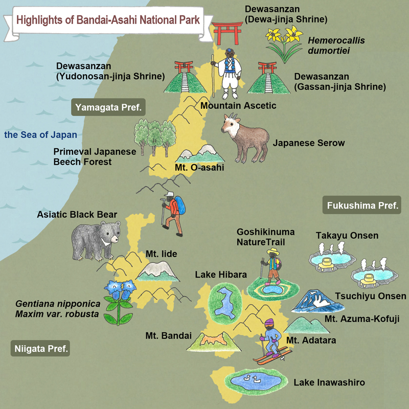 map of Bandai-Asahi National Park