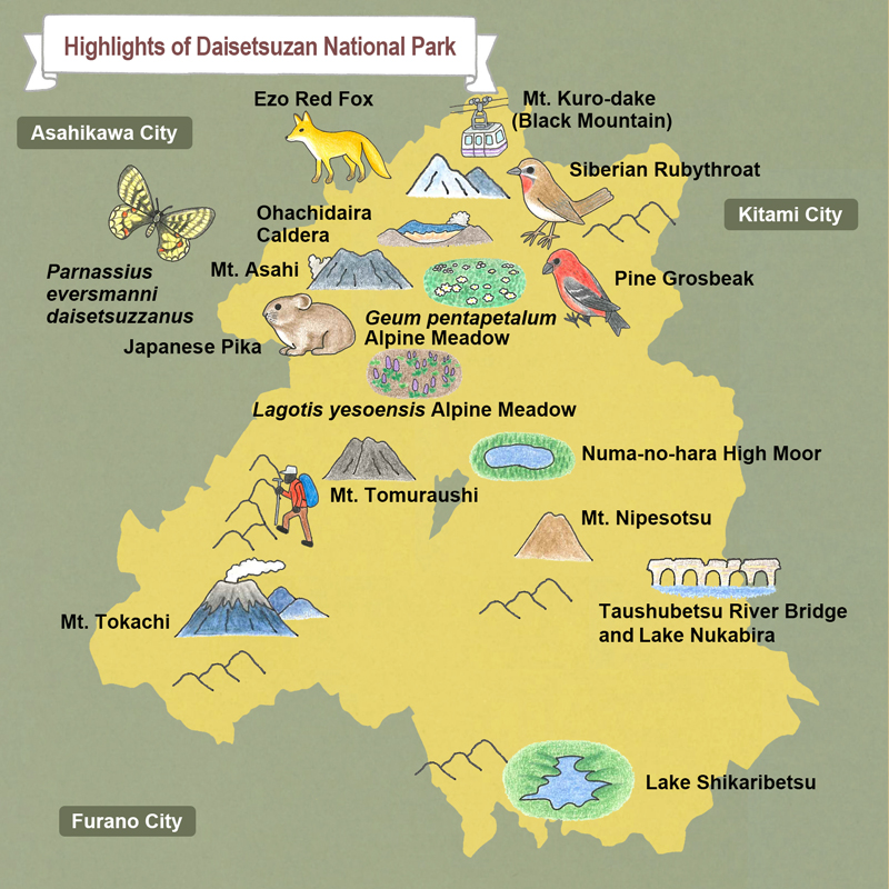 map of Daisetsuzan National Park