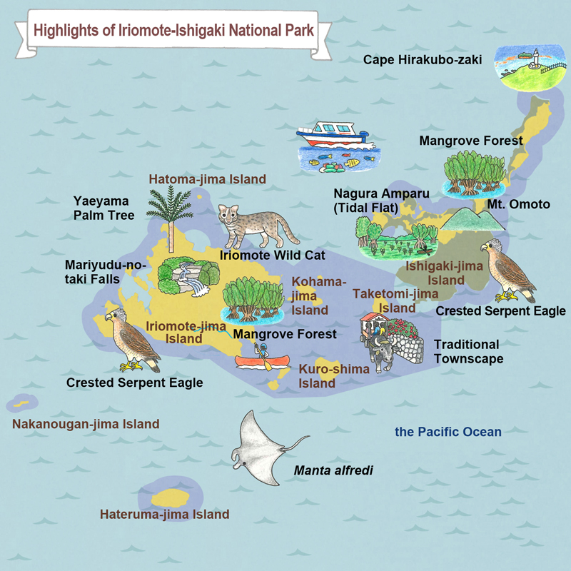 map of Iriomote-Ishigaki National Park