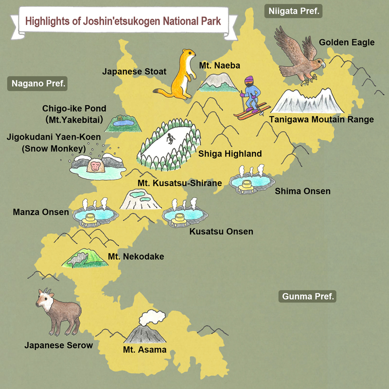 map of Joshin'etsukogen National Park