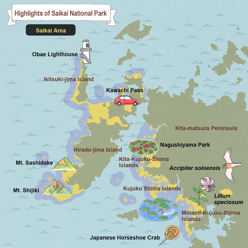 map of Saikai National Park Saikai Area