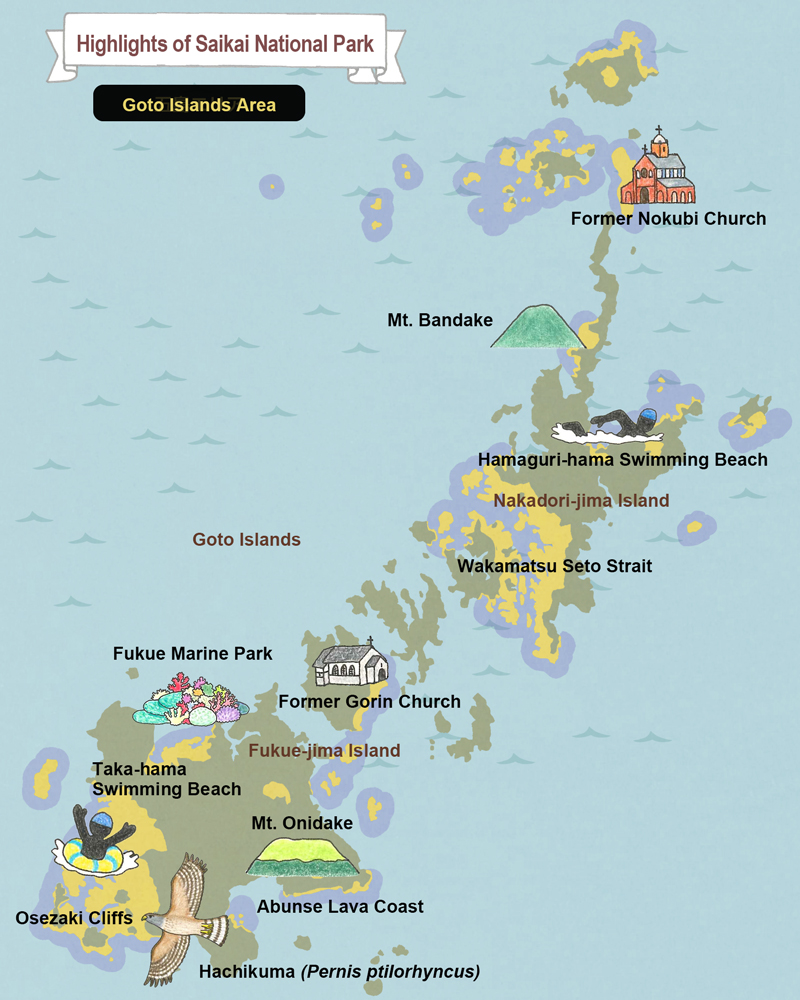 map of Saikai National Park Goto Isands Area