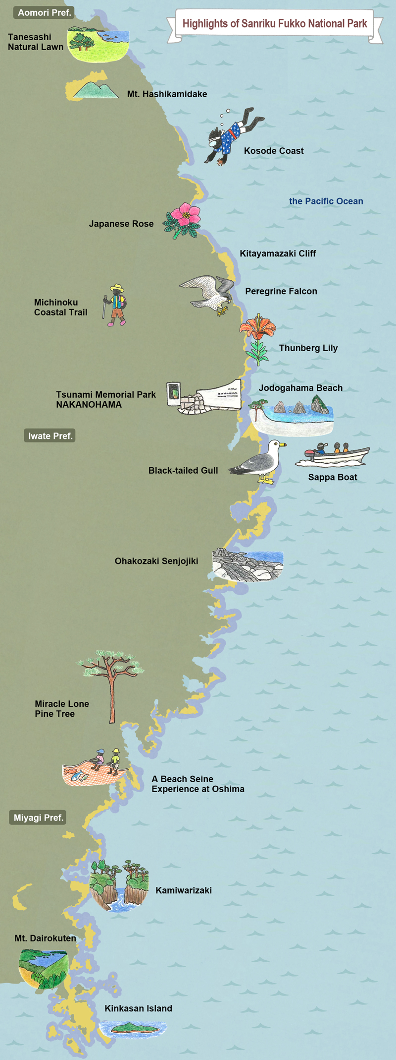 map of Sanriku Fukko (reconstruction) National Park