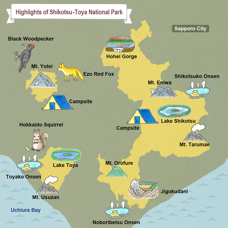 map of Shikotsu-Toya National Park