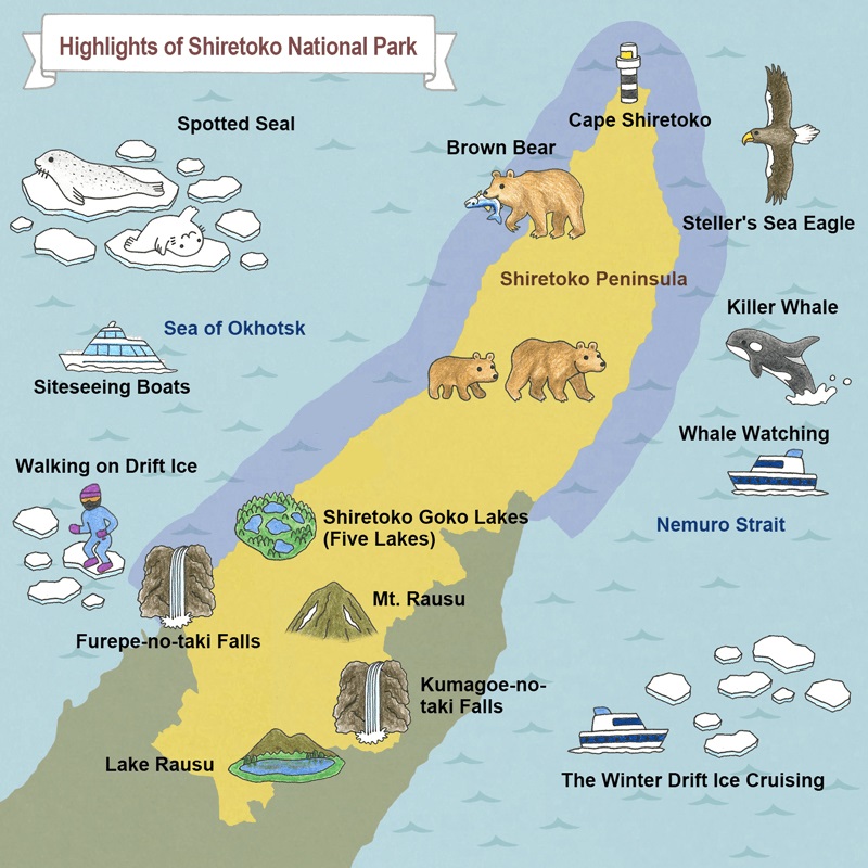map of Shiretoko National Park