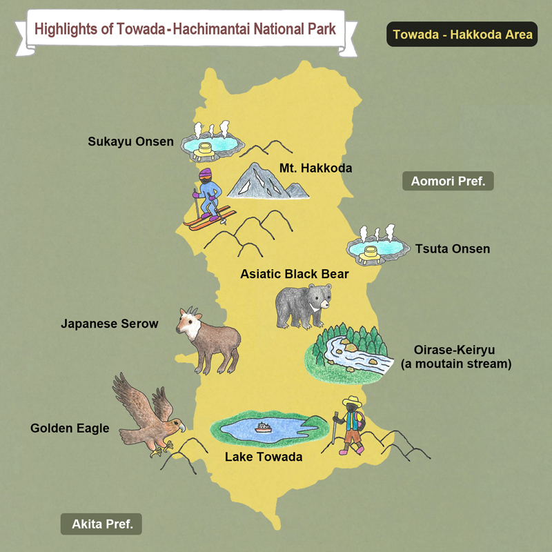 map of Towada-Hachimantai National Park