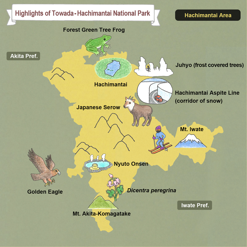 map of Towada-Hachimantai National Park
