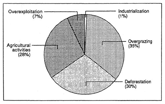 Fig. 1-4 Causes of Soil Degradation (World)