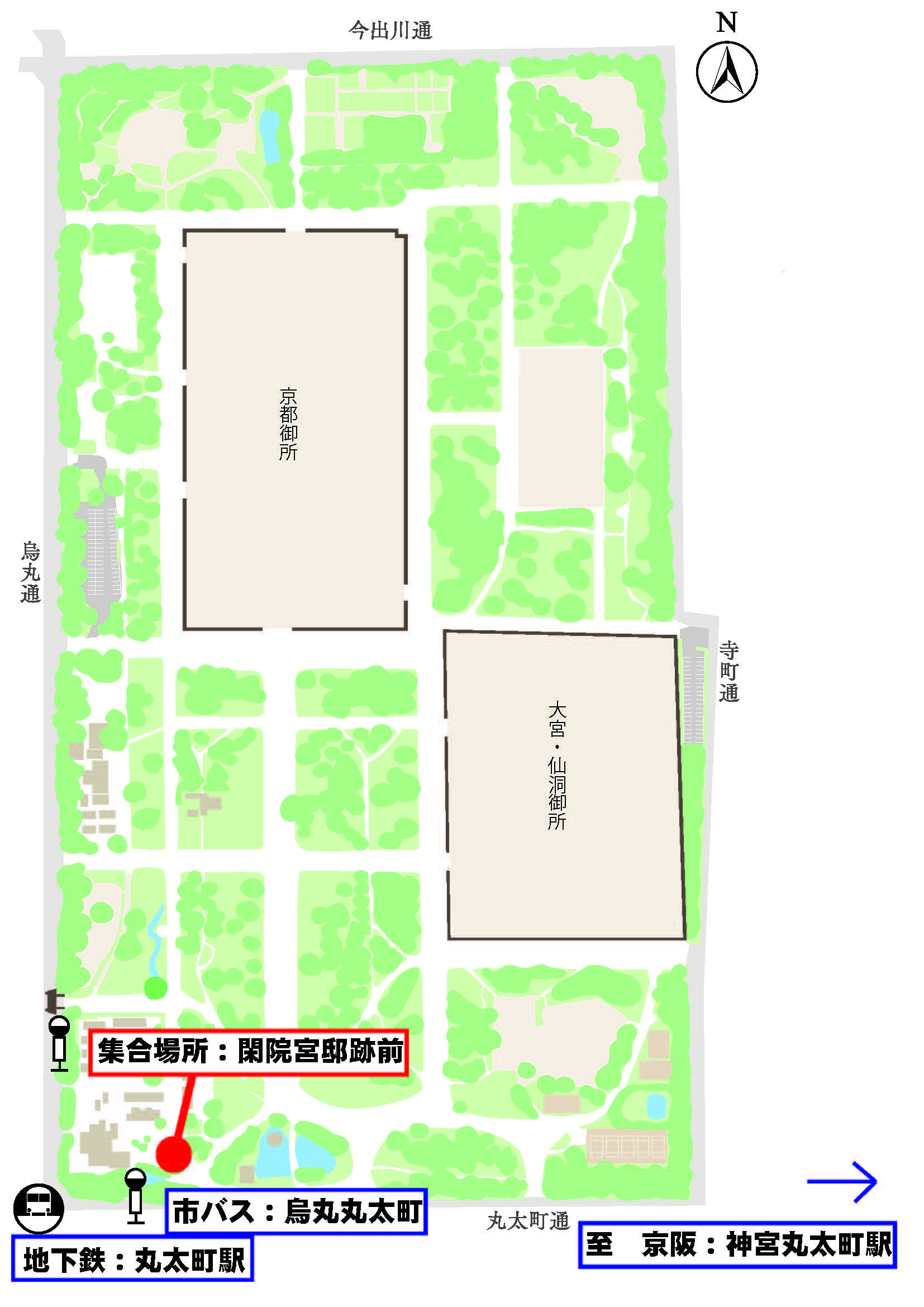 地図：集合場所（閑院宮邸跡前）