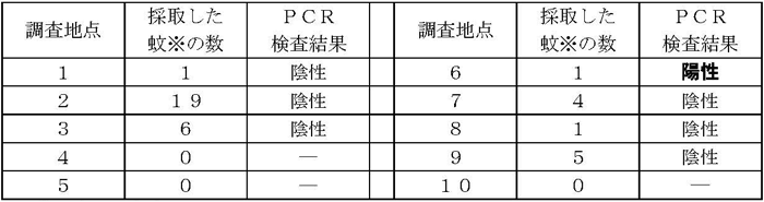 表:調査結果（検査数　３７匹）