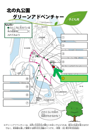 図：北の丸公園グリーンアドベンチャー、子供用コースＮｏ.６の位置図です