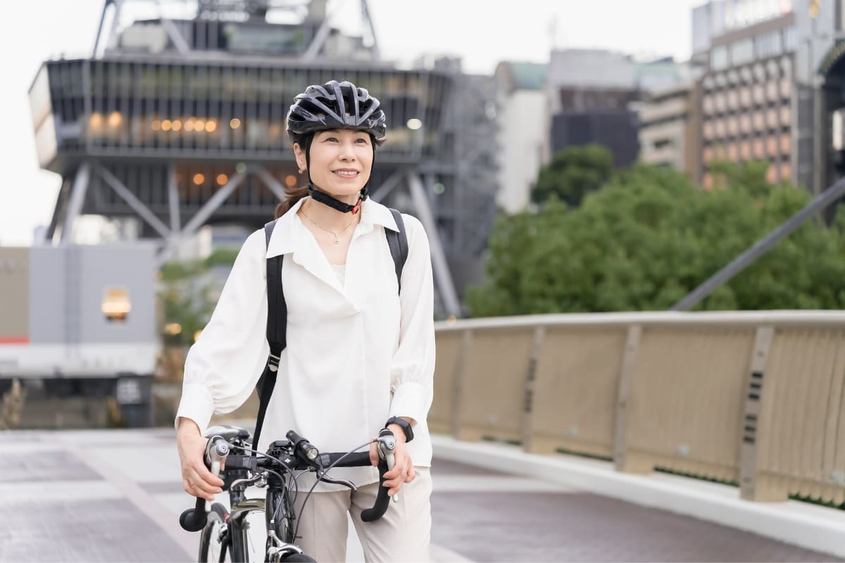 自転車、徒歩で移動する