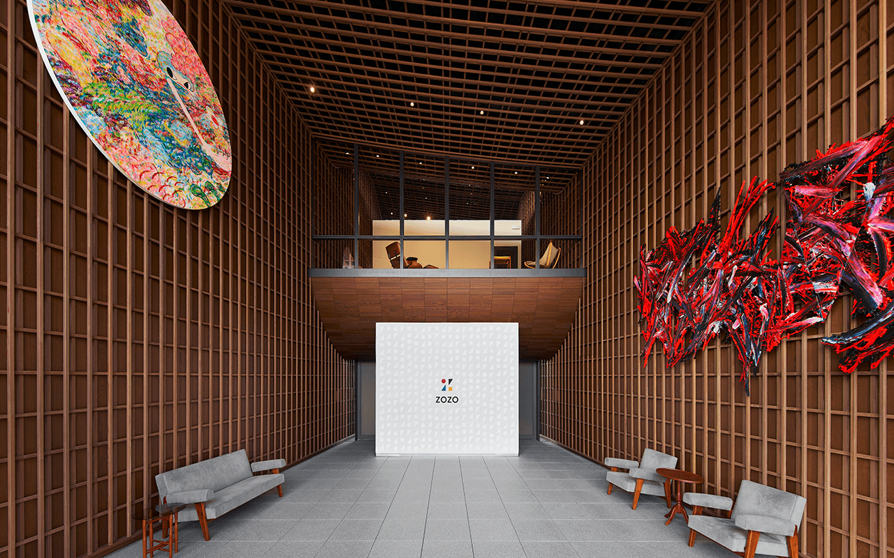 本社エントランスにはオブジェを展示している。(写真提供:ZOZO)