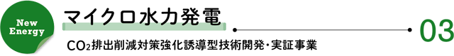 New Energy 03/マイクロ水力発電―CO2排出削減対策強化誘導型技術開発・実証事業
